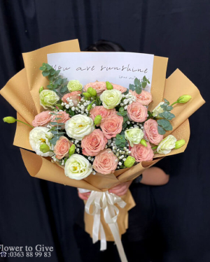 Bó hồng capuchino chúc mừng-HT09