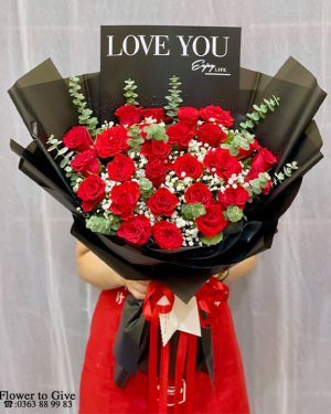 Bó hồng đỏ love chúc mừng-HT70