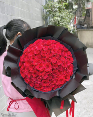 Bó hồng đỏ tròn tình yêu-HT51