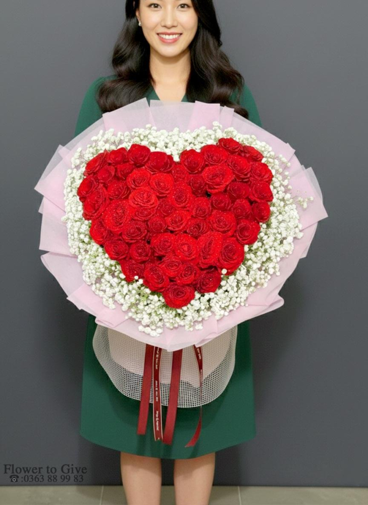 Bó trái tim đỏ I love you-HT35