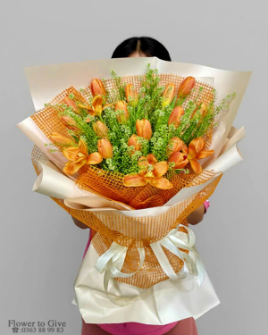 Bó tulip cam Gift for my beloved-HT24
