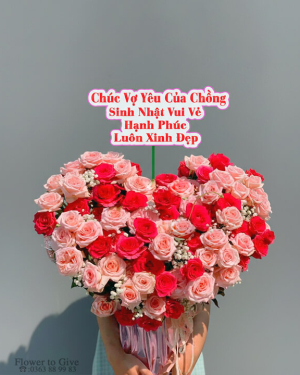 Giỏ hồng trái tim yêu thương-HT39