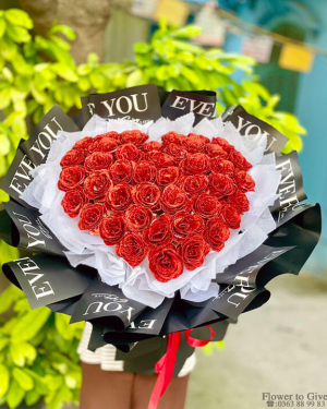 Bó hoa hồng sáp nhũ trái tim-HT118