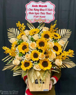 Giỏ hoa đẹp-sắc vàng-HT181