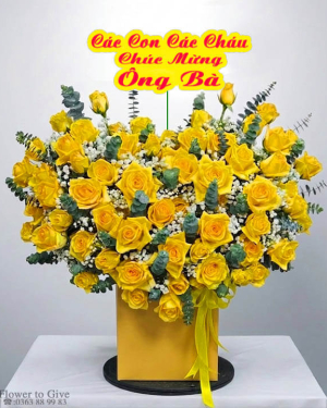Giỏ hồng vàng chúc mừng-HT178