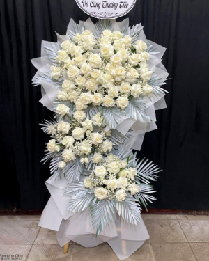 Lẵng tang lễ trắng-hoa kính viếng-HT116