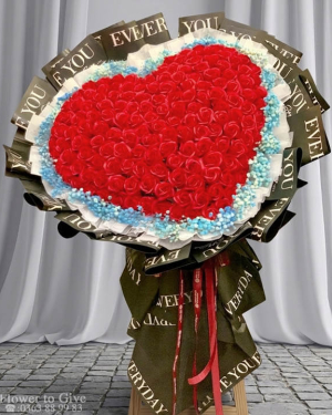 Bó hoa hồng sáp trái tim đỏ-i love you-HT251