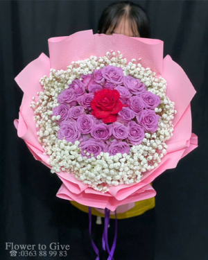 Bó hồng tím thủy chung-HT341