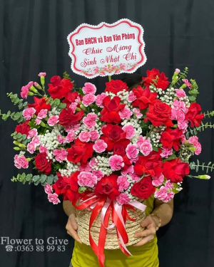 Giỏ hồng chúc mừng xinh chúc mừng-HT358